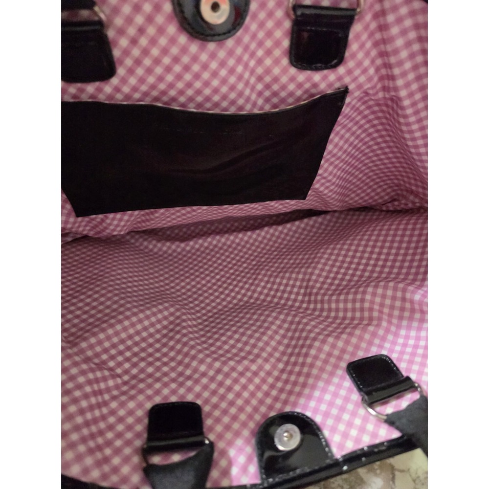 Bath & Body Works Straw Tote Bag Pink Gingham Black Bow Shoulder Strap Large - Picture 11 of 16